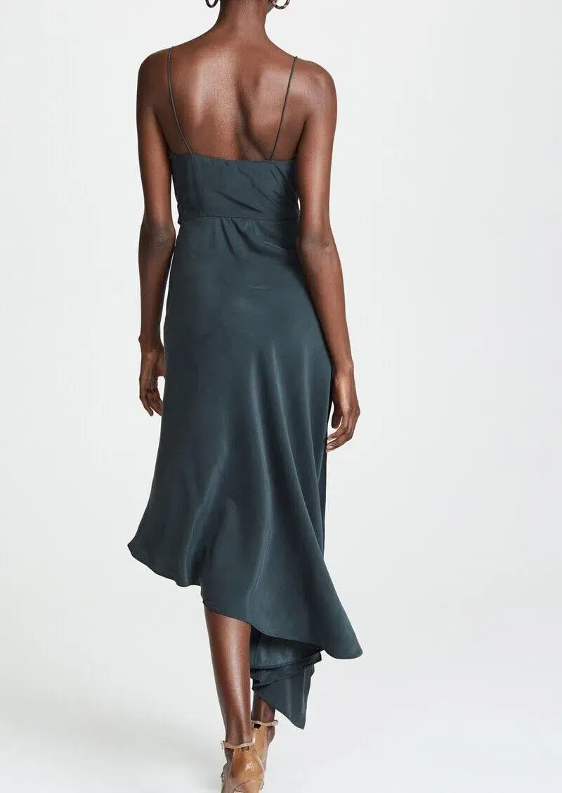 Acler Lucas Silk Dress in Dark Green Size 6 - Image 3
