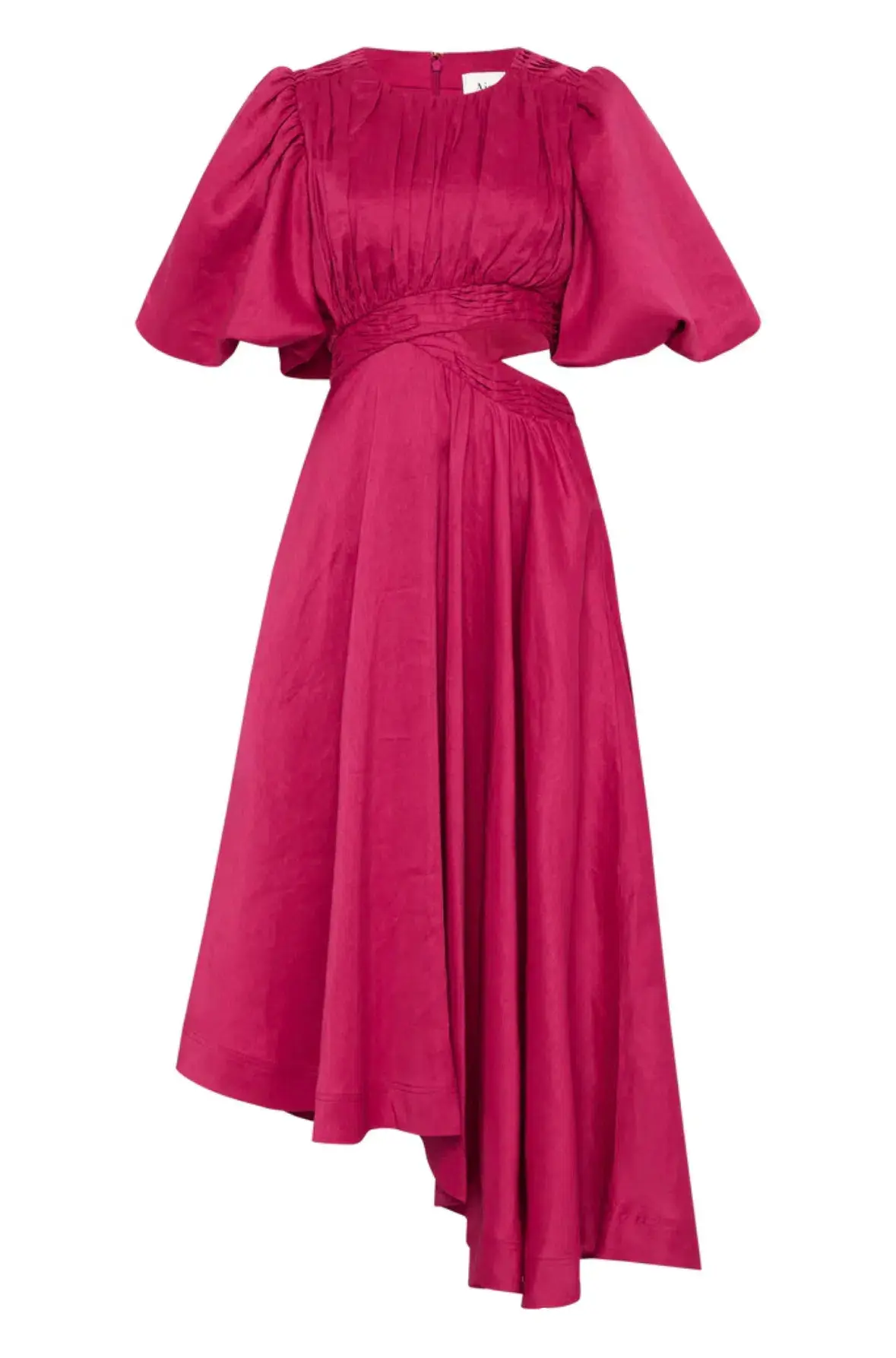 Aje Tidal Tucked Cut Out Midi Dress Fuchsia Size 8 / S - Image 4