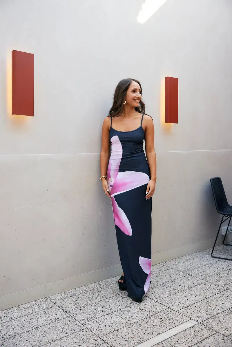 With Harper Lu Black Lily Floral Slip Dress Size M / Au 8 - 10 for rent on The Volte - main image