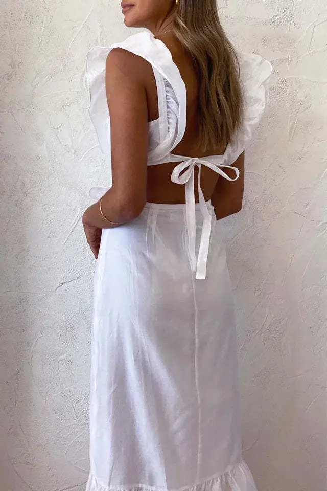 Sir the Label Franc Frill Midi Dress White Size AU 6 for rent on The Volte - main image