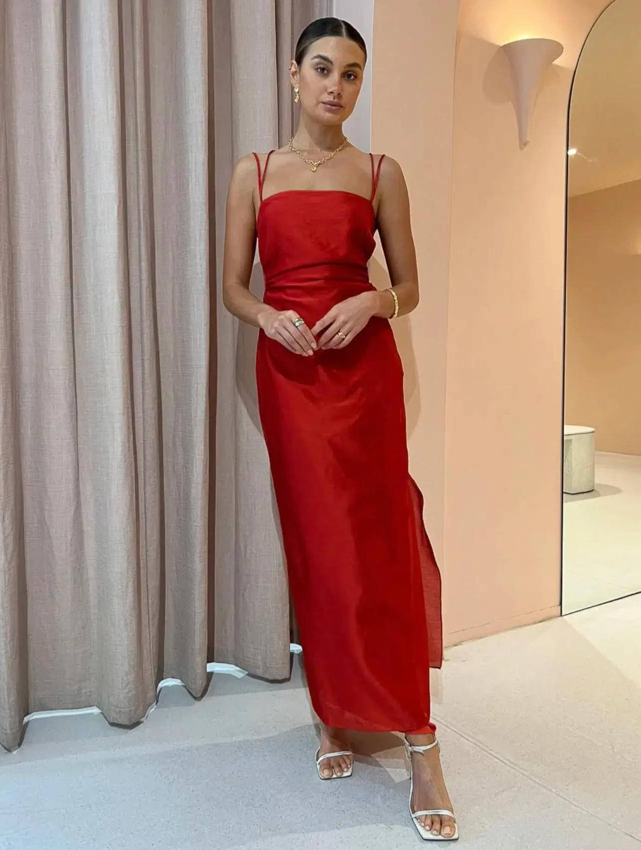 Sir the Label Lucelia Cut Out Midi Dress Red Size 10 - Image 1