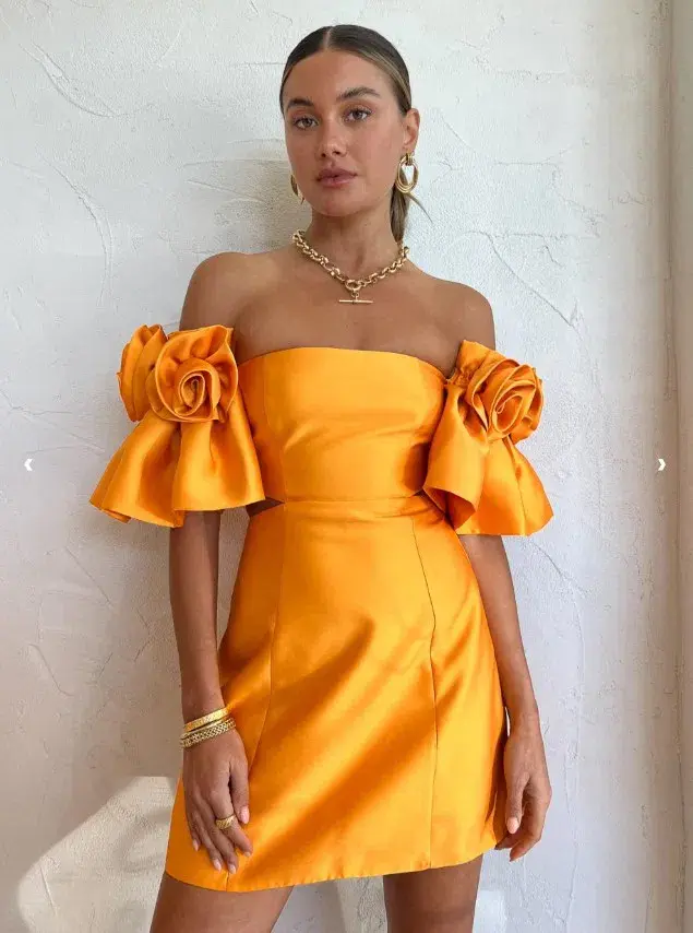 Alemais Macie Rosette Mini Dress in Saffron Yellow Size 6 - Image 3