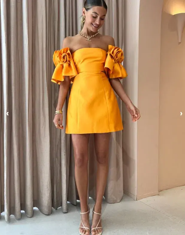 Alemais Macie Rosette Mini Dress in Saffron Yellow Size 6 - Image 2