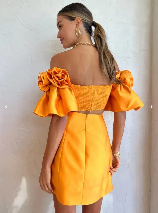 Alemais Macie Rosette Mini Dress in Saffron Yellow Size 6 - Image 6