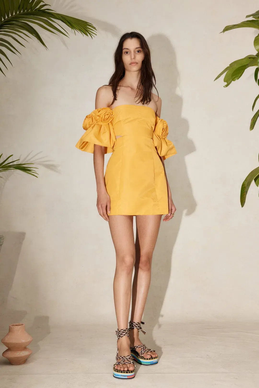 Alemais Macie Rosette Mini Dress in Saffron Yellow Size 6 - Image 9