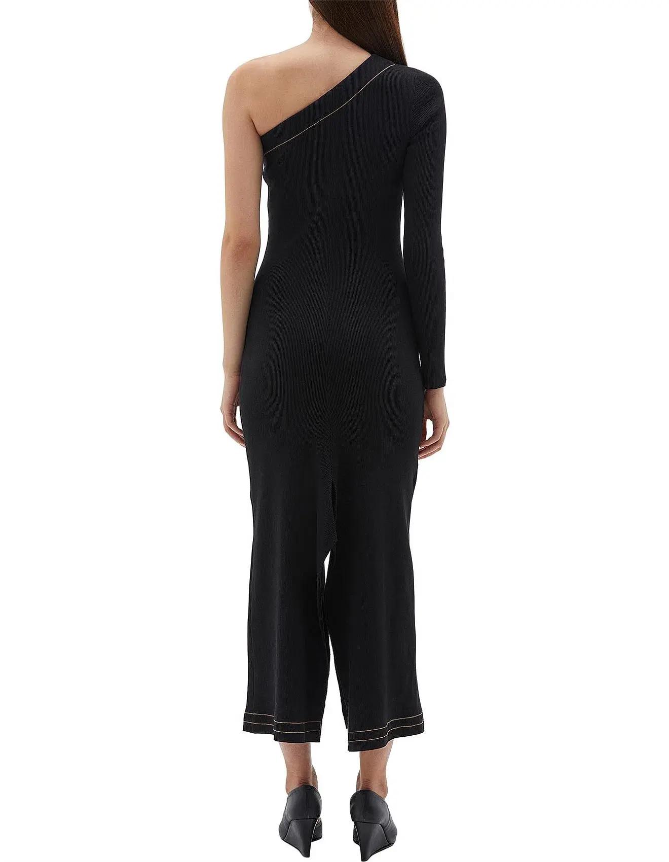 Bassike Asymmetrical One Shoulder Dress Black Size 4 - Image 4