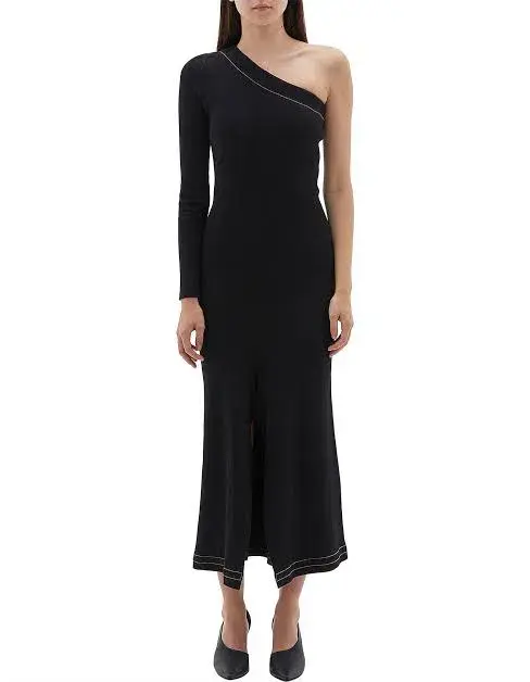 Bassike Asymmetrical One Shoulder Dress Black Size 4 - Image 3