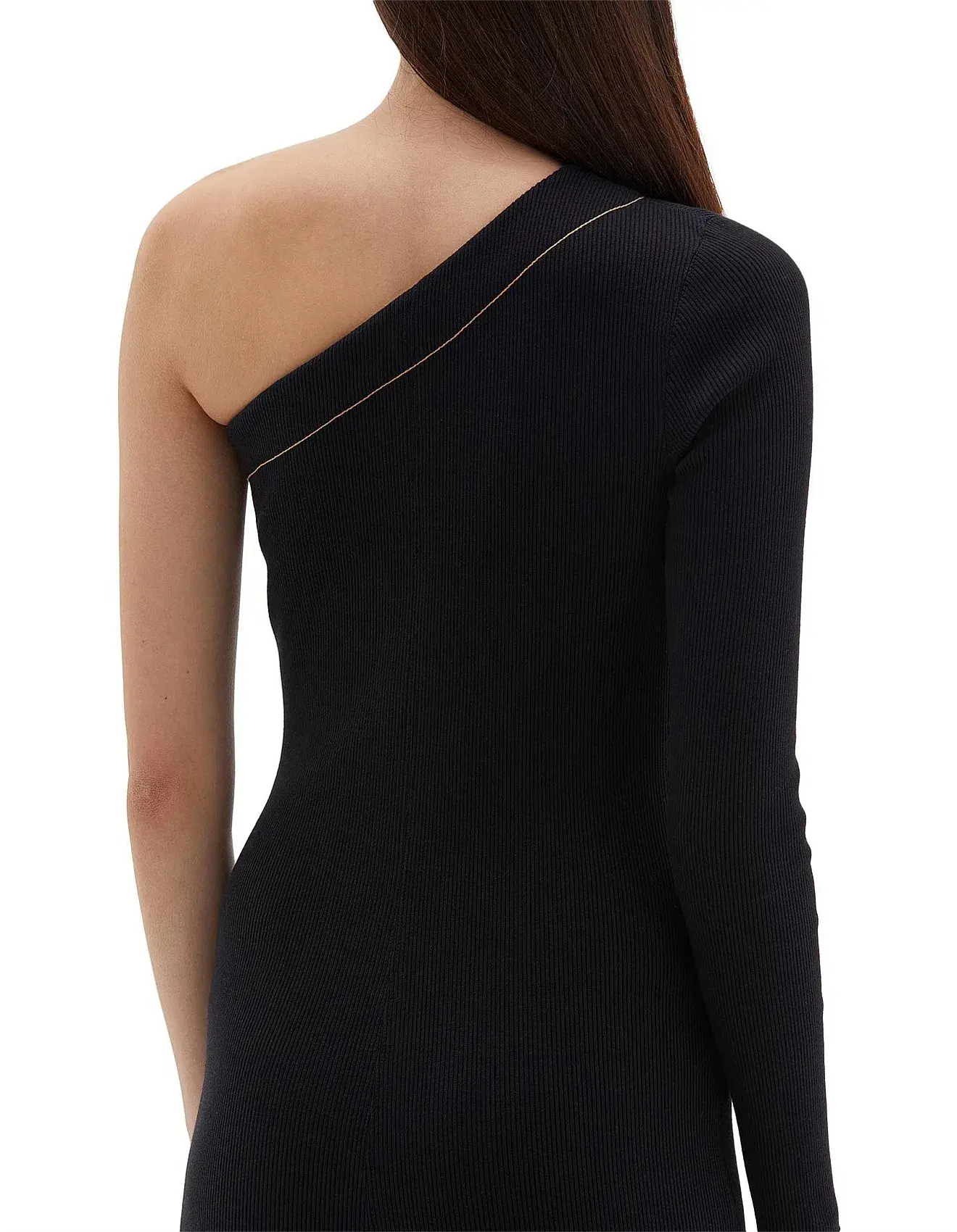 Bassike Asymmetrical One Shoulder Dress Black Size 4 - Image 5
