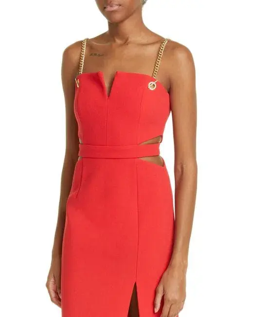 Rebecca Vallance Scarlett Chain Midi Dress Red Size 10 - Image 2