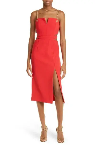 Rebecca Vallance Scarlett Chain Midi Dress Red Size 10 - Image 1