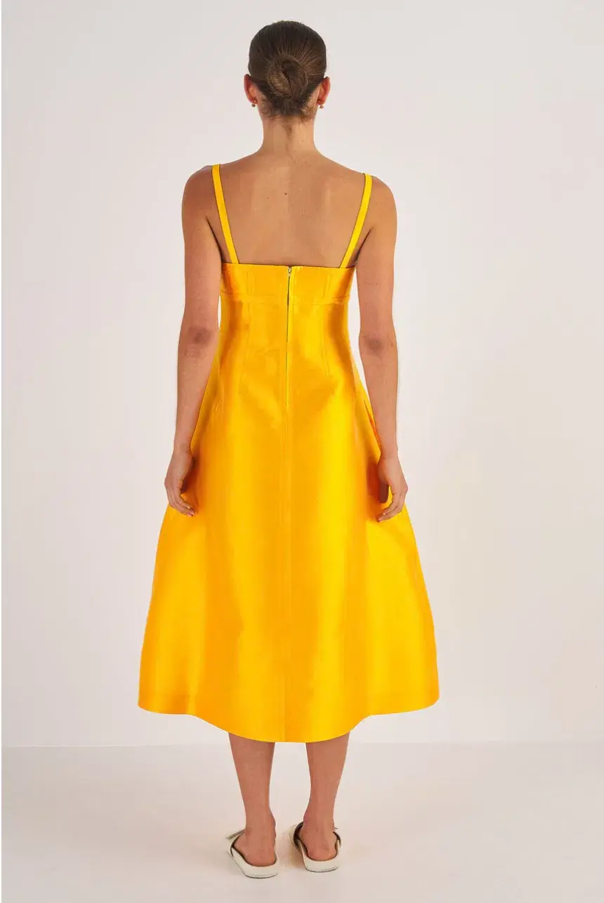 Oroton Sculptured Bodice Dress Marigold Size 8 - Image 4