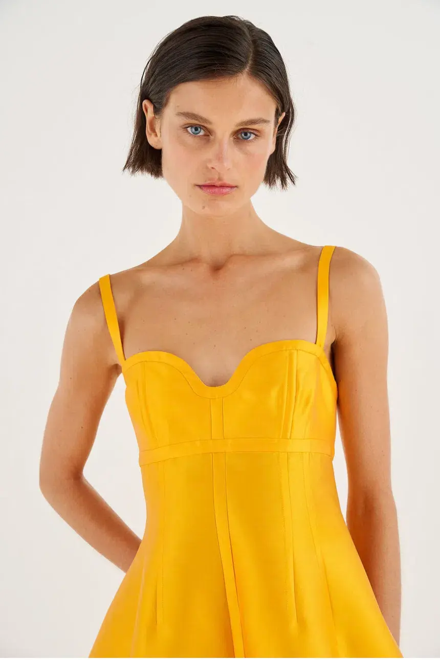 Oroton Sculptured Bodice Dress Marigold Size 8 - Image 2