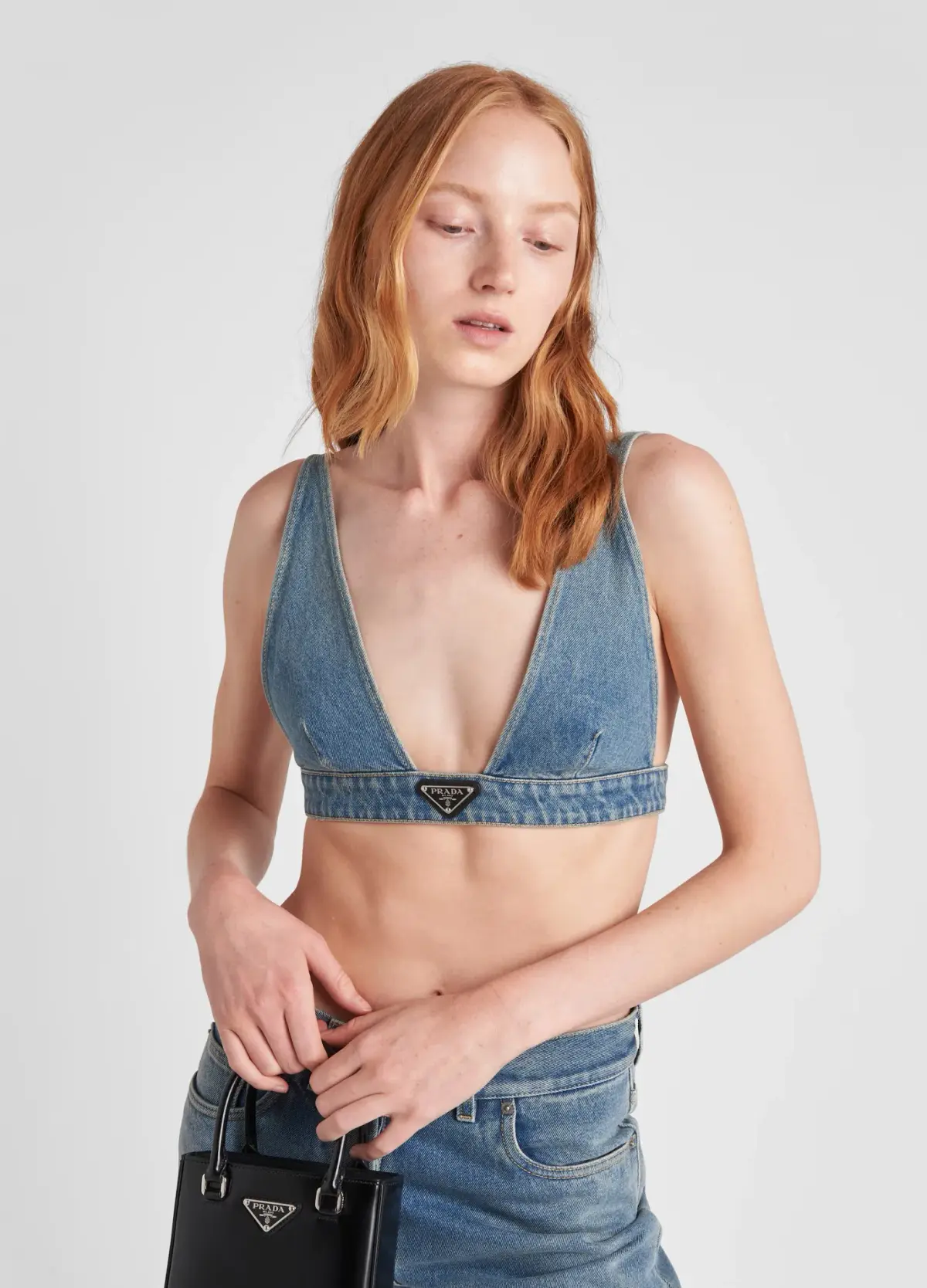 Prada Organic Denim Crop Blue Size 8 - Image 1