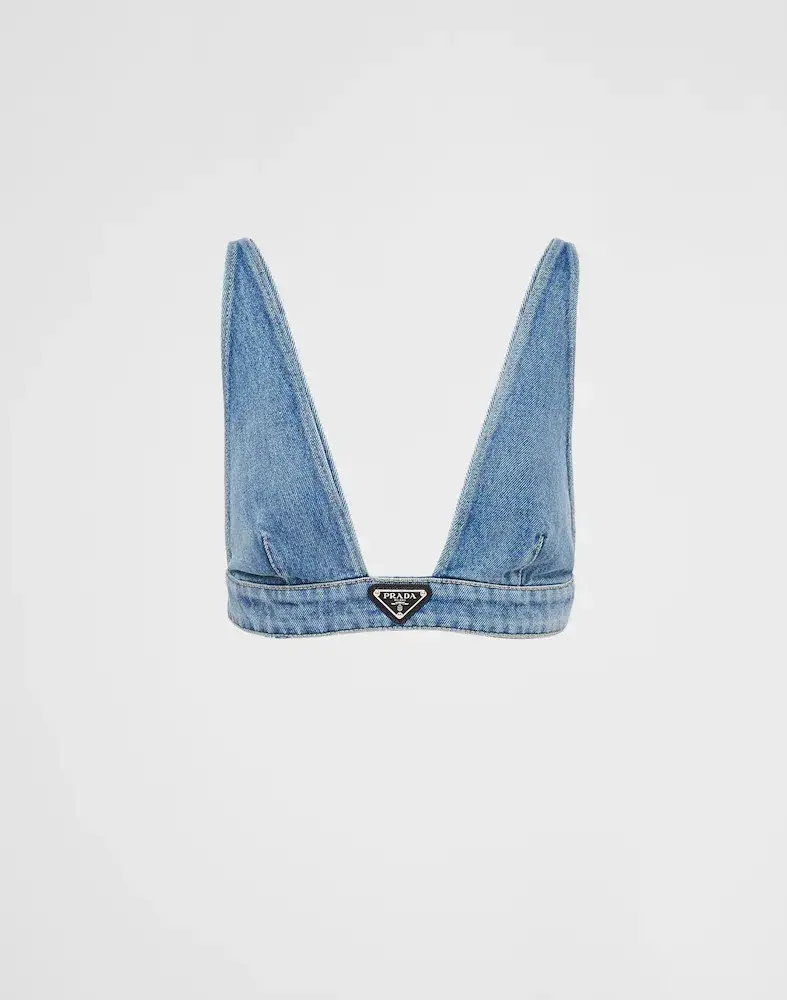Prada Organic Denim Crop Blue Size 8 - Image 4