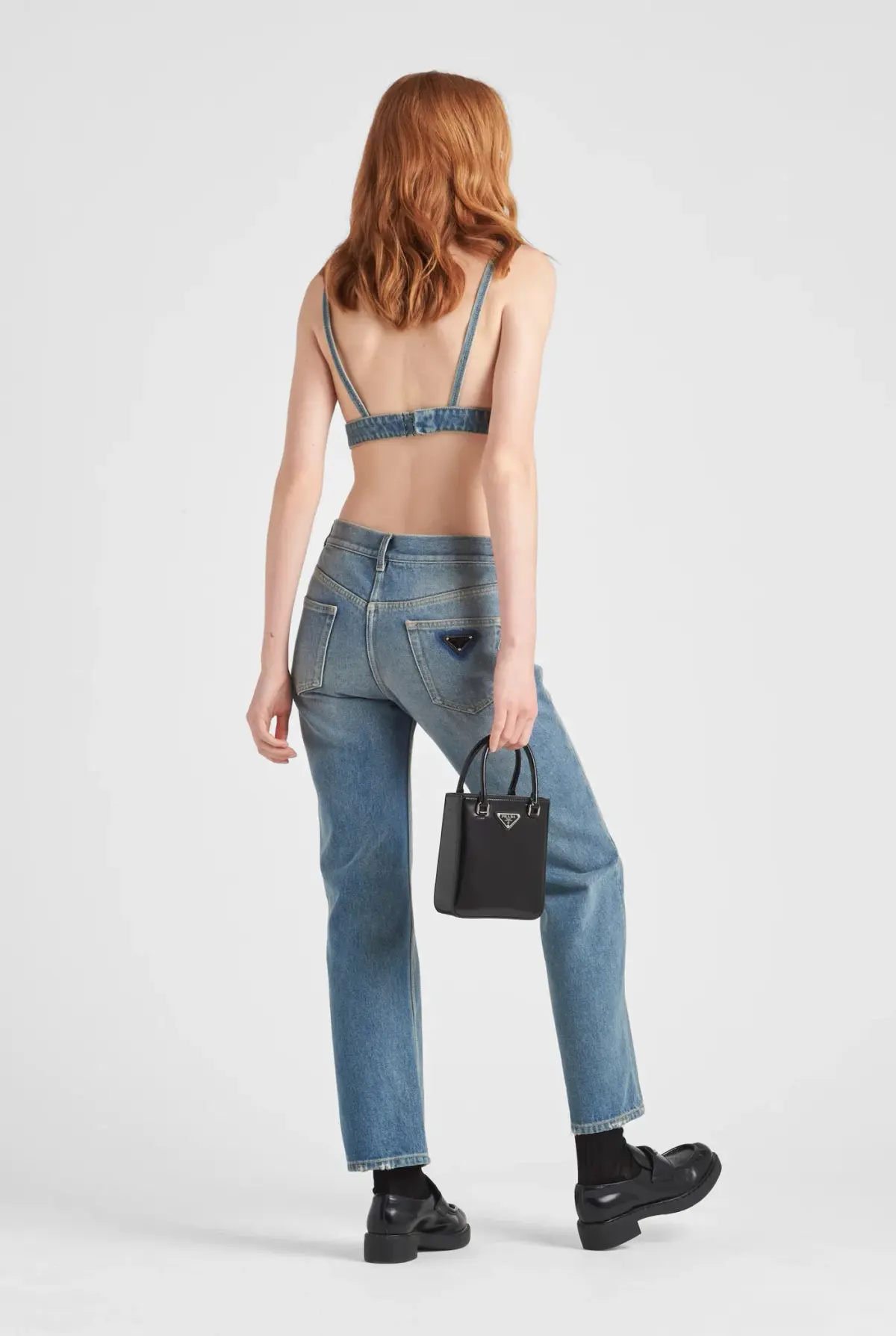 Prada Organic Denim Crop Blue Size 8 - Image 3