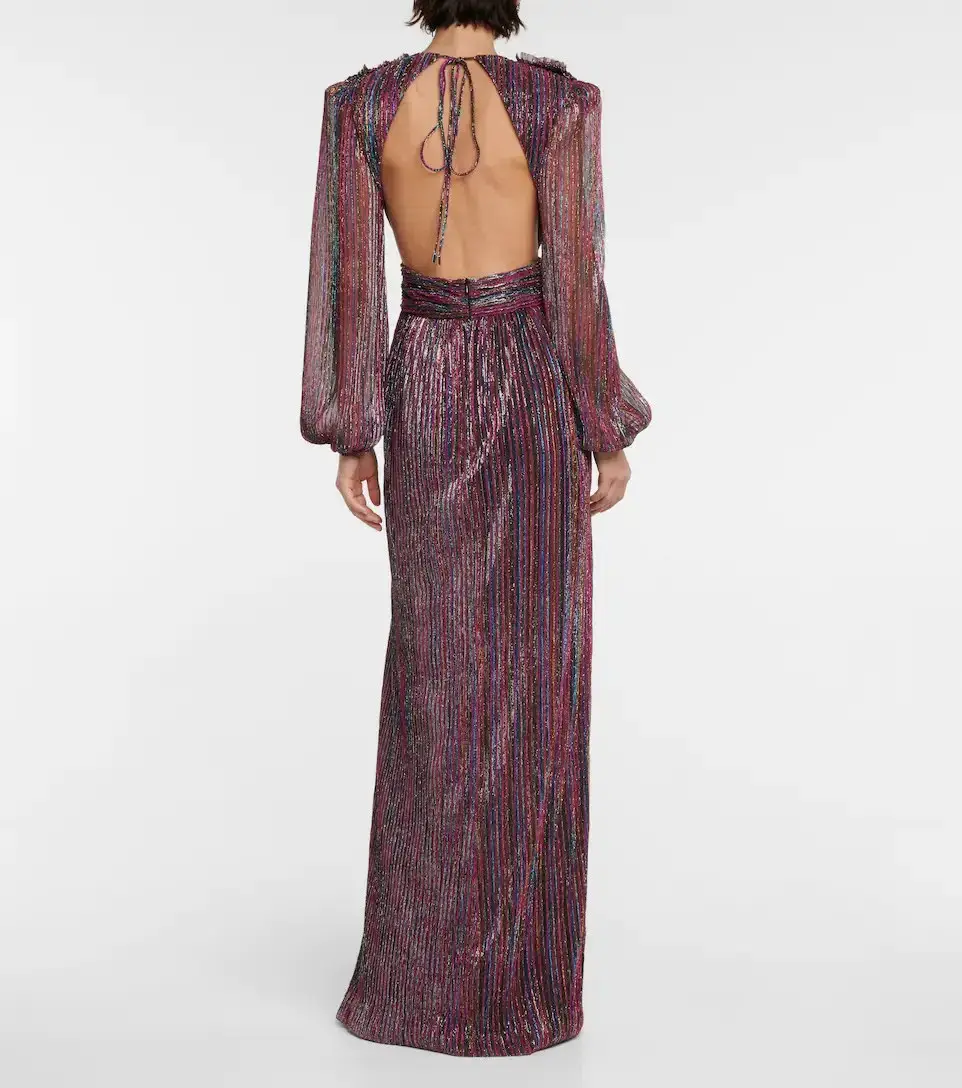 Rebecca Vallance Casey Open-back Lurex Gown Multi Size 8 - Image 3