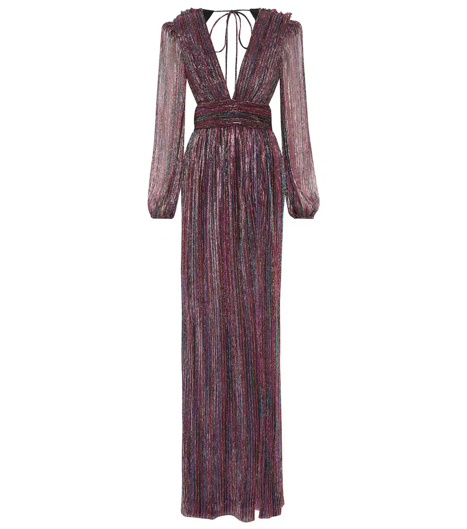 Rebecca Vallance Casey Open-back Lurex Gown Multi Size 8 - Image 4