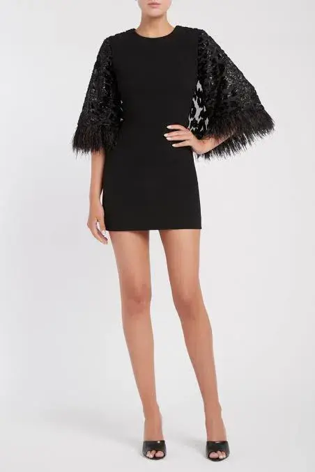 Rebecca Vallance Aspen Cape Mini Dress Black Size 8 - Image 1