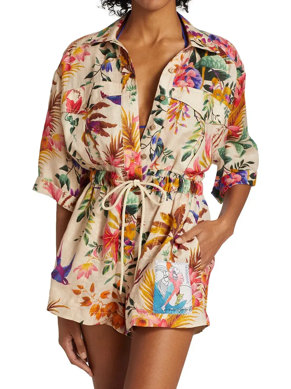 Zimmermann Tropicana Utility Playsuit in Cream Floral size 1 / Au 10 - Image 3