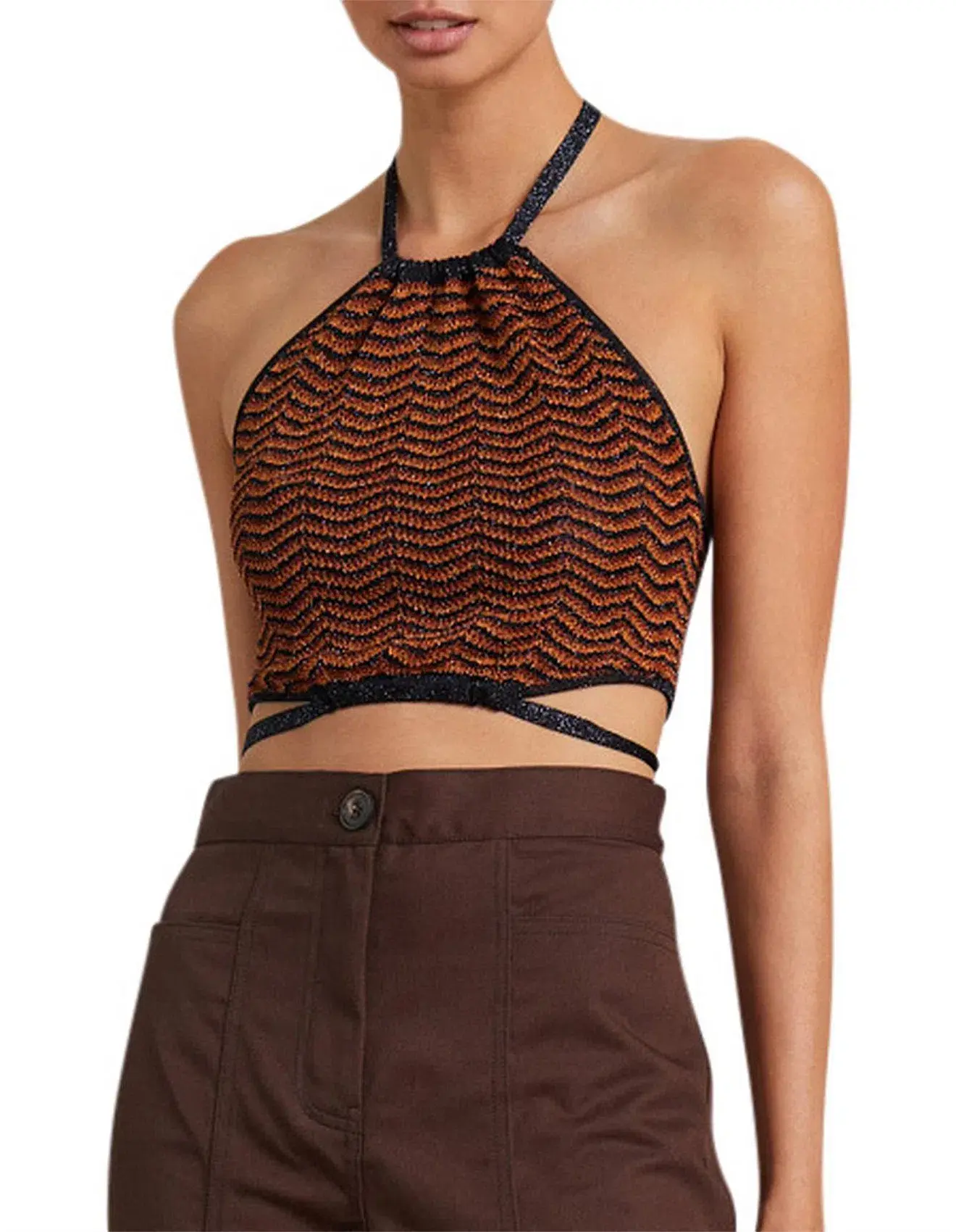 Bec & Bridge Ziggy Lurex Halter Top Print Size 10 - Image 1