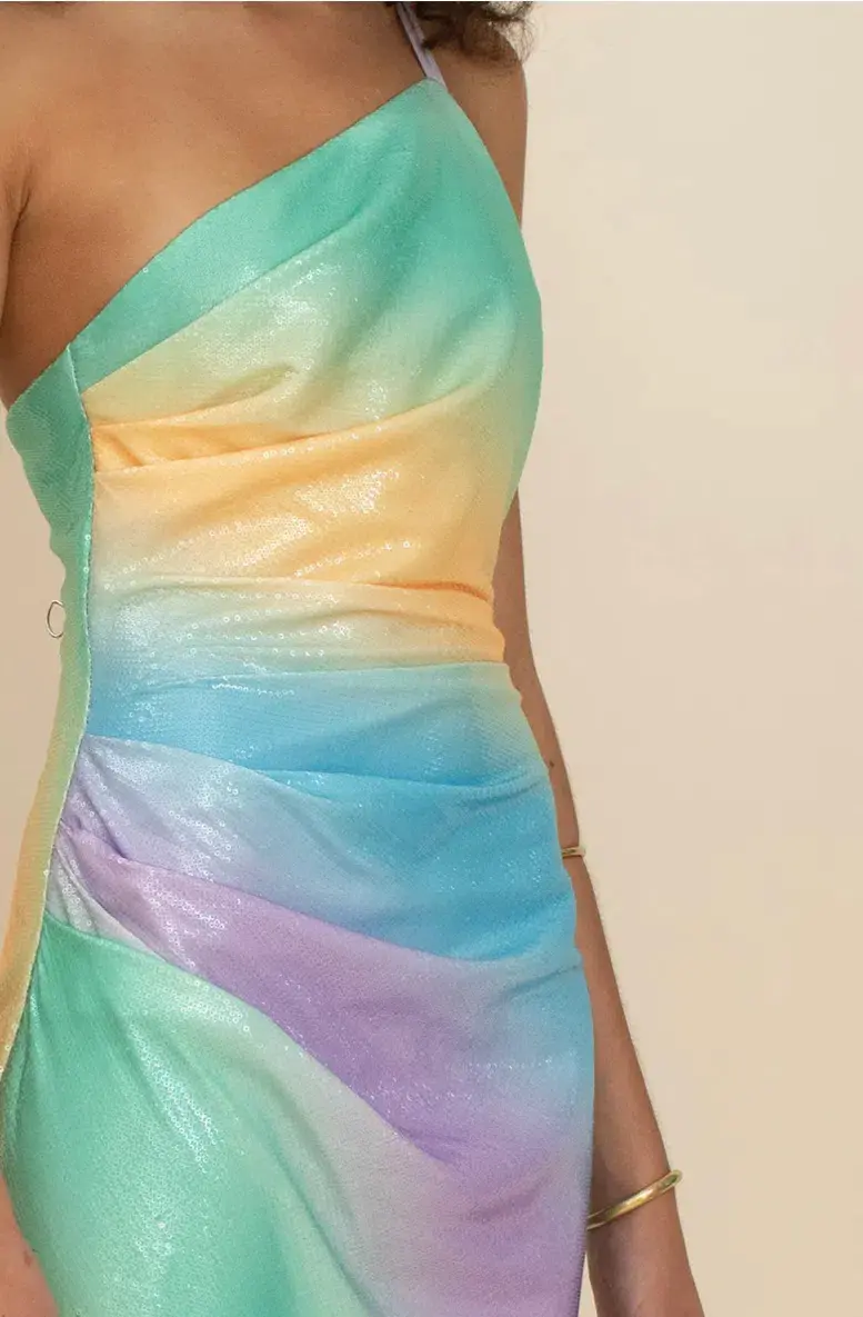 Suboo Ombre One Shoulder Split Maxi Multi Color Size S / AU 8 - Image 5