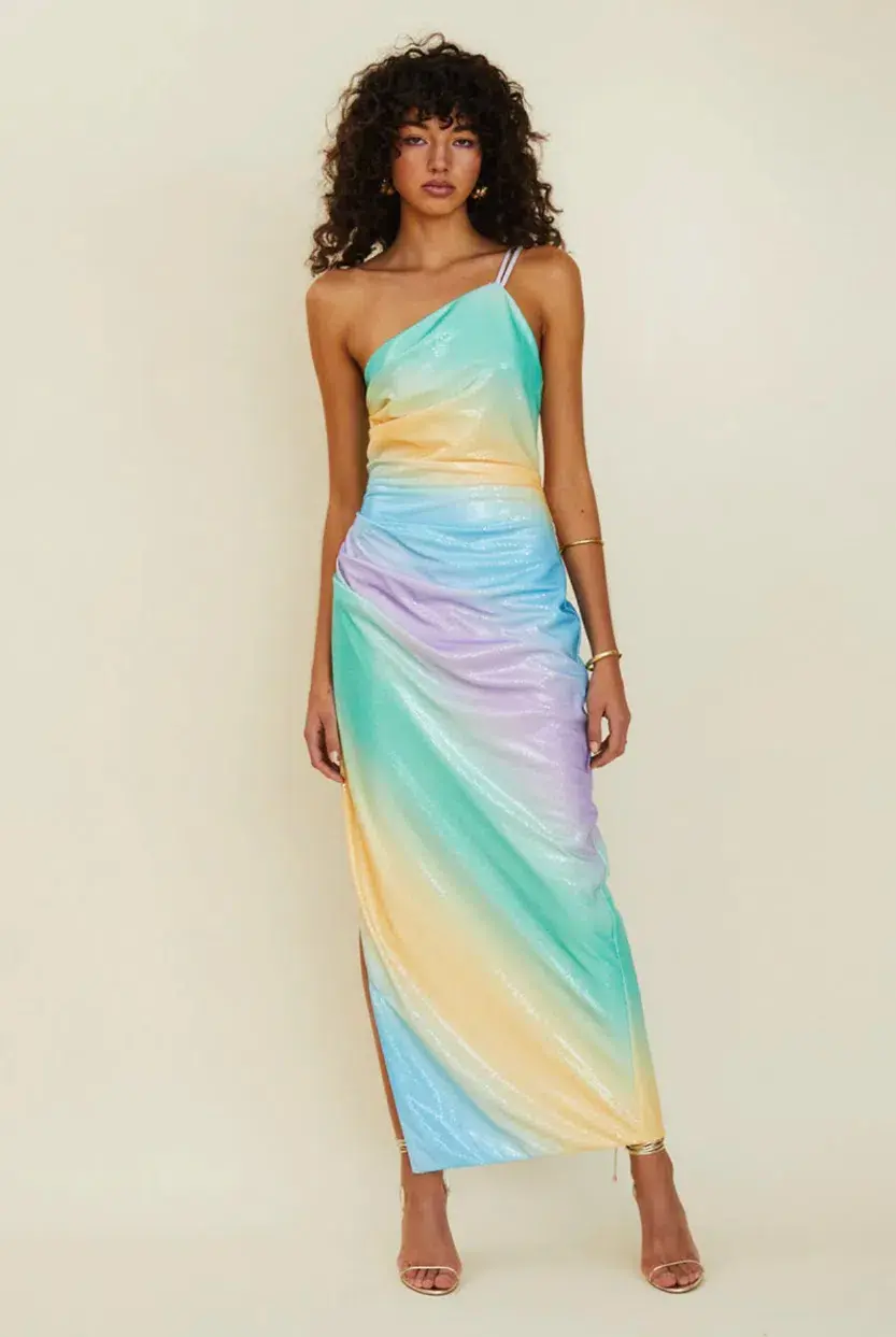 Suboo Ombre One Shoulder Split Maxi Multi Color Size S / AU 8 - Image 1