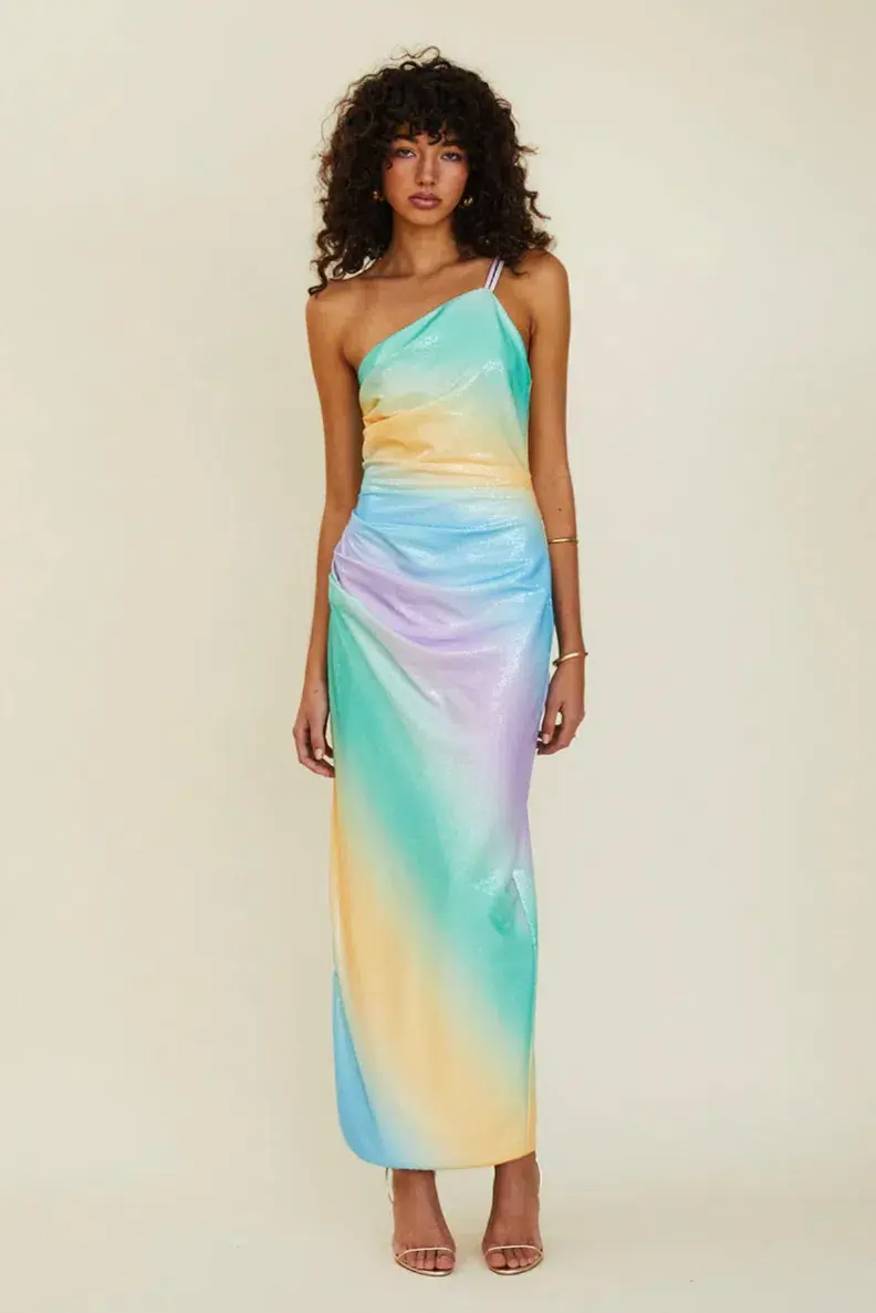 Suboo Ombre One Shoulder Split Maxi Multi Color Size S / AU 8 - Image 3