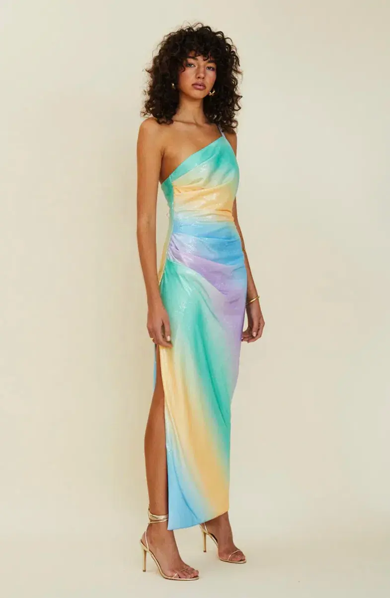 Suboo Ombre One Shoulder Split Maxi Multi Color Size S / AU 8 - Image 2