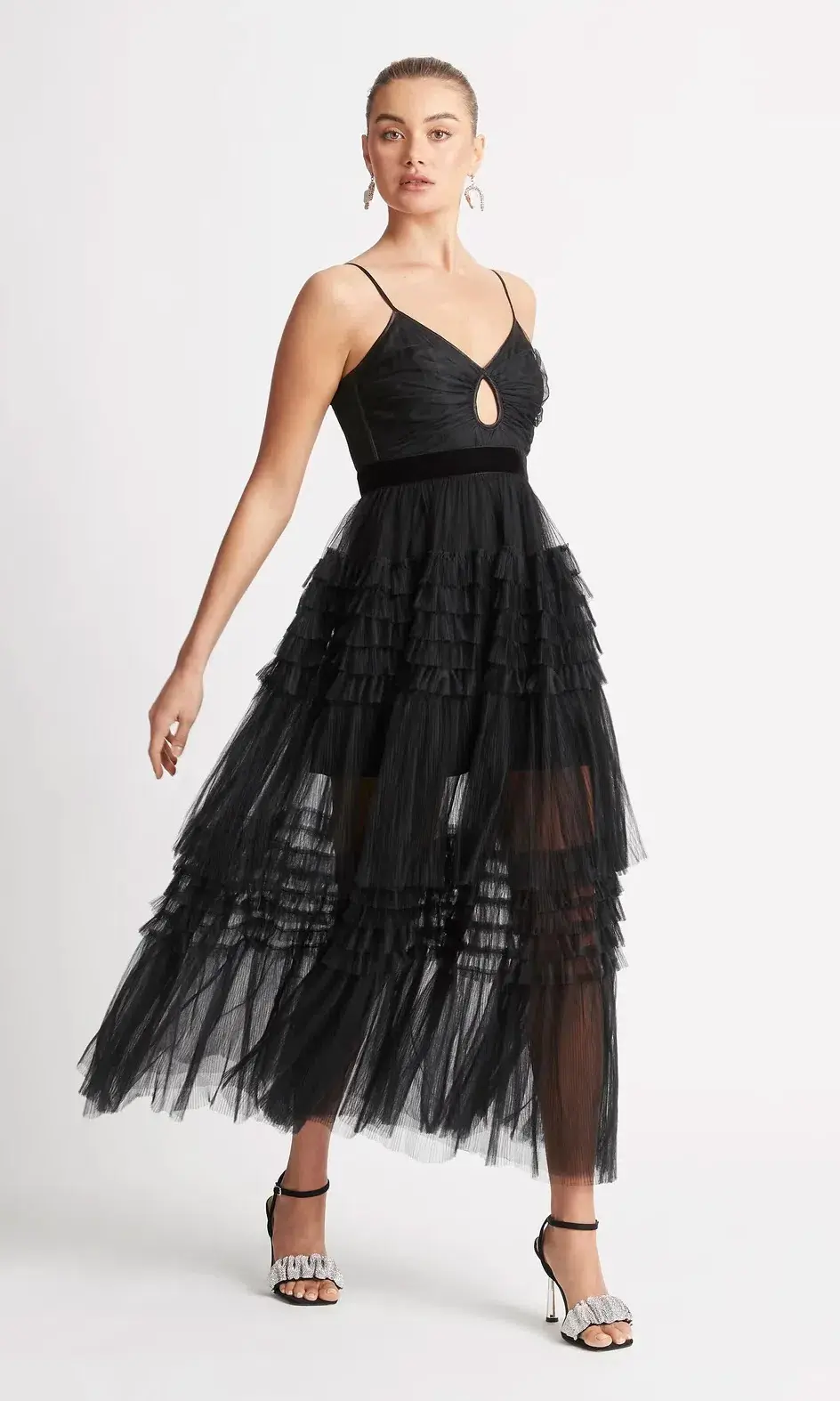 Sheike Phantom Mesh Maxi Dress Black Size AU 6 - Image 1