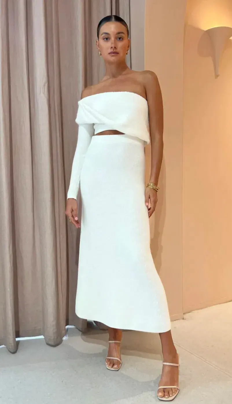 Camilla and Marc Javier Knit Cut-out Midi Dress in White Size S / AU 8 for rent on The Volte - main image