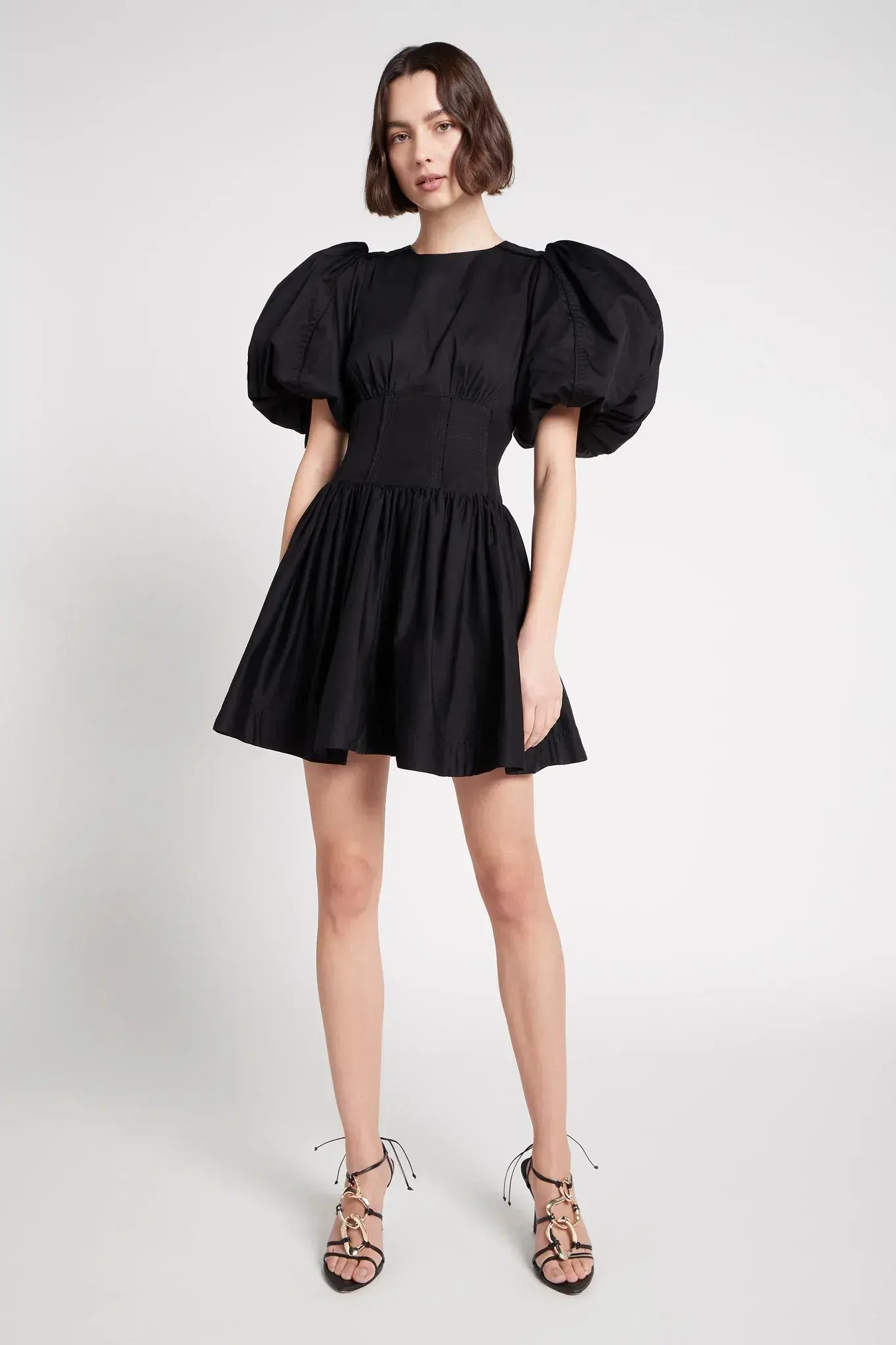 Aje Gianna Puff Sleeve Mini Dress Black Size AU 4 - Image 1