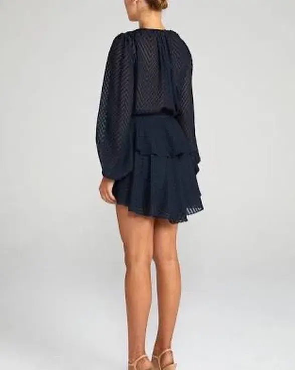 Shona Joy Jean Puff Sleeve Drawstring Mini Dress Navy Size 8 / S - Image 3