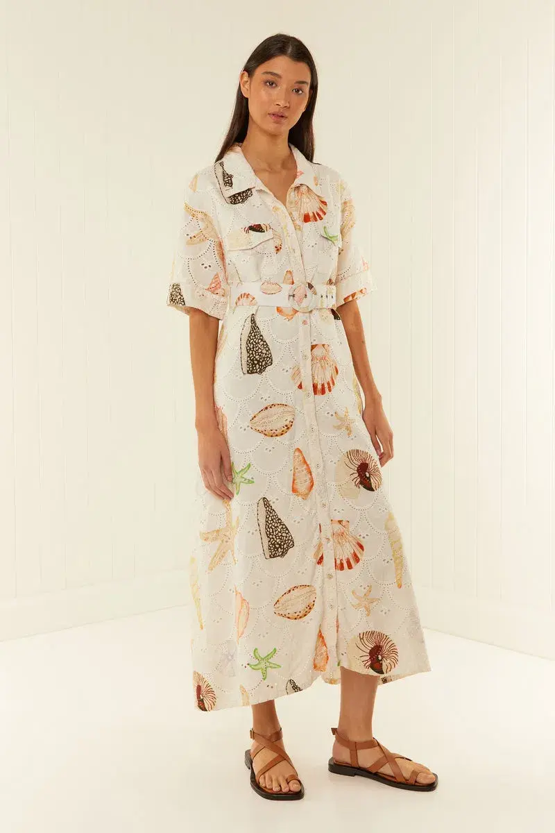 Palm Noosa Souvenir Midi Dress in Shells Size 10  for rent on The Volte - main image