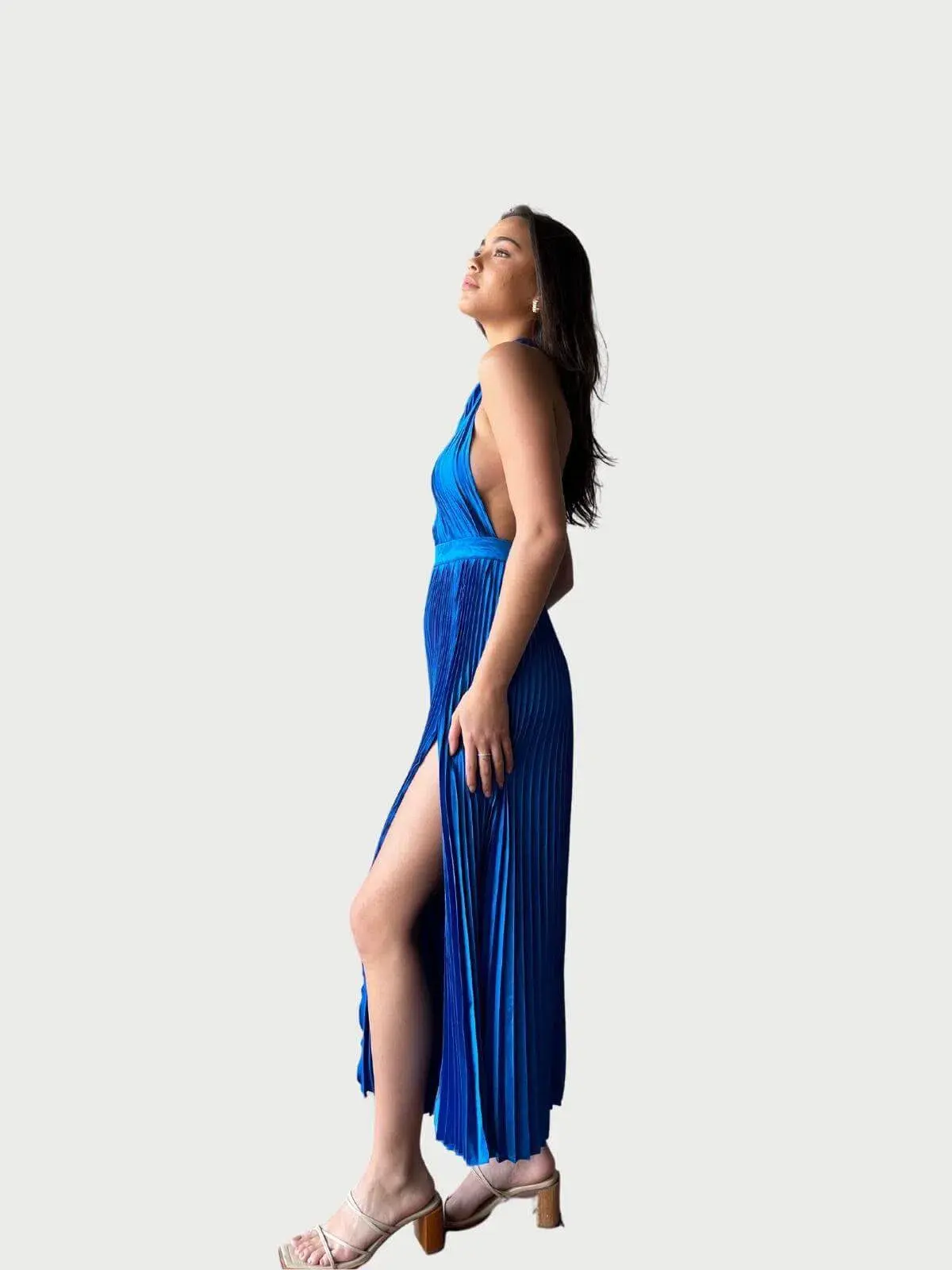 L'Idee Renaissance Split Gown in Moroccan Blue Size 12 / L - Image 2
