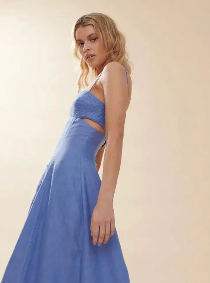 Clea Florence Stitch Dress Marina Blue Size S / Au 8-10 - Image 4
