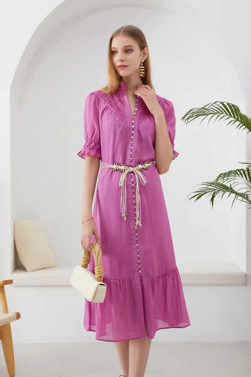 GDS Colette Linen Dress Violet Size 10 - Image 4