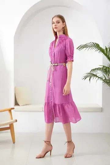 GDS Colette Linen Dress Violet Size 10 - Image 2
