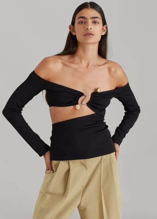 Christopher Esber Distort Quartz Shoulderless Top Black Size 6  - Image 2