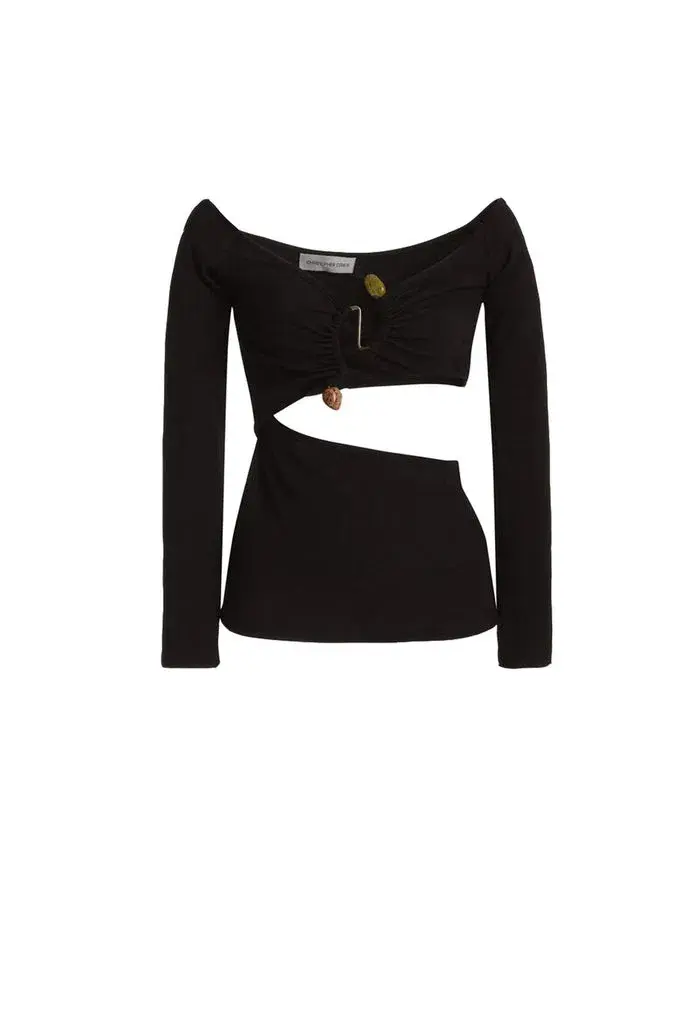 Christopher Esber Distort Quartz Shoulderless Top Black Size 6  - Image 4