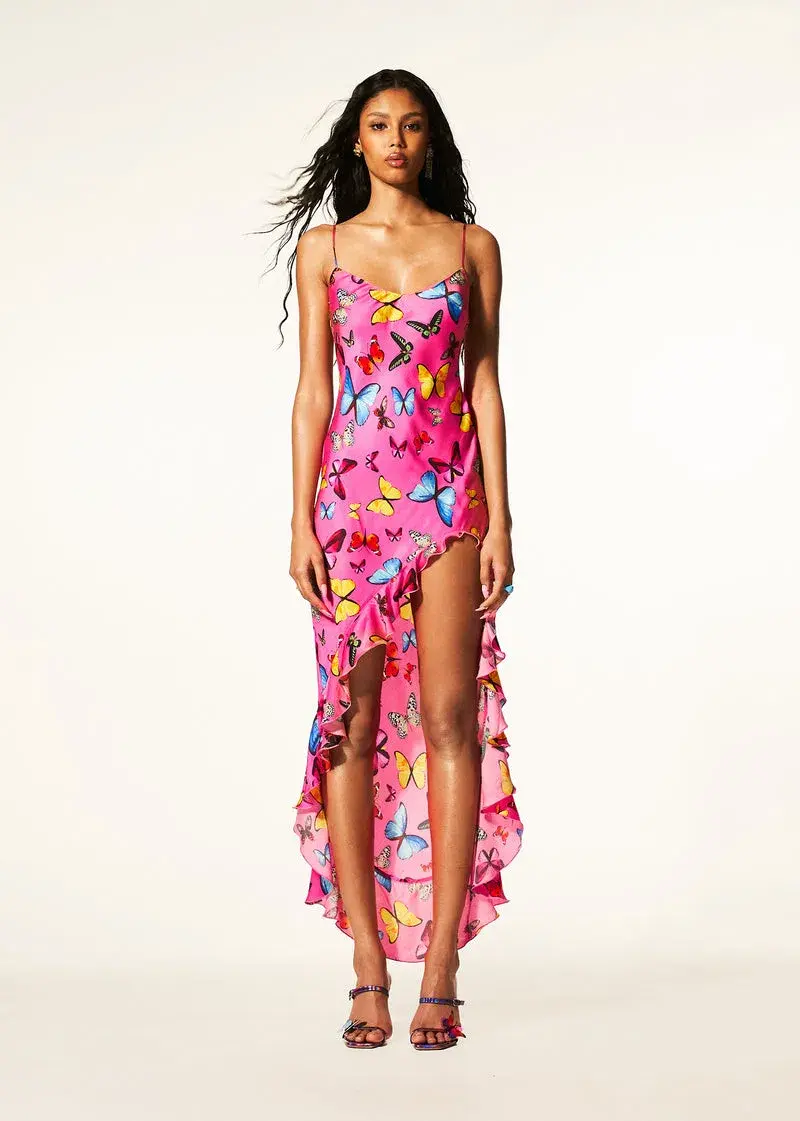 Mirae Paris Valentina Butterfly Rose Dress Pink Size Au 6 - Image 1