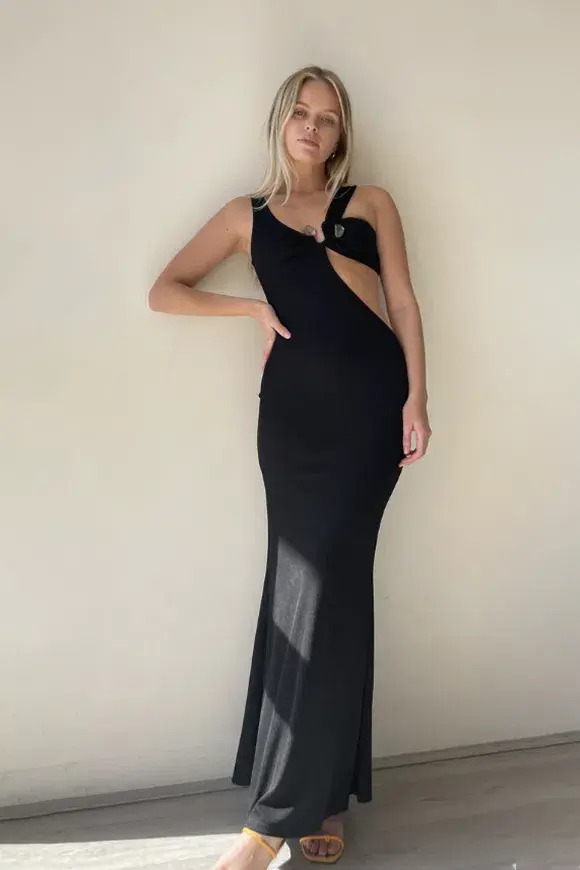 Christopher Esber Disconnect S Buckle Split Dress Black Size 8 - Image 3