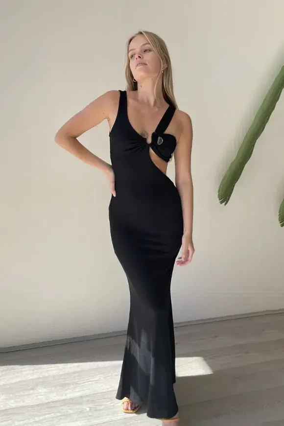 Christopher Esber Disconnect S Buckle Split Dress Black Size 8 - Image 2