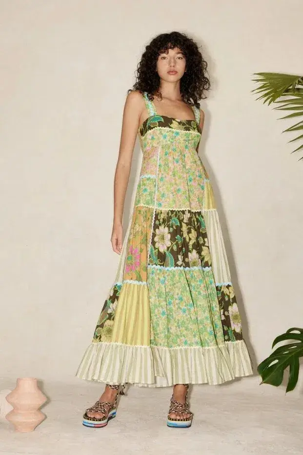 Alemais Winnie Spliced Midi Dress Multi Size AU 8 - Image 1