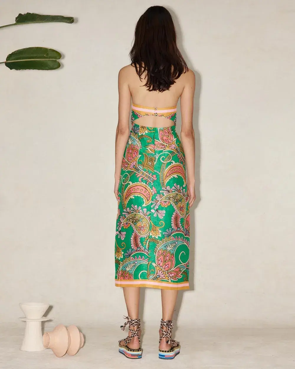 Alemais Marion Bodice Dress Emerald/Print Size 8 for rent on The Volte - main image