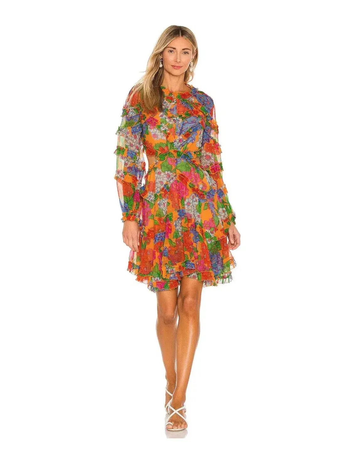Zimmermann Riders Frill Mini Dress Mango Floral Orange Size 1 / AU 10 - Image 1