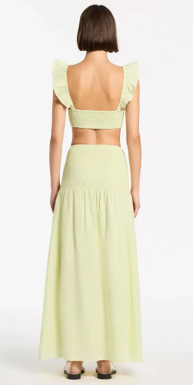 Sir The Label Francesca Shirred Crop Top Size 0 and Maxi Skirt Size 1 Set Yellow - Image 3