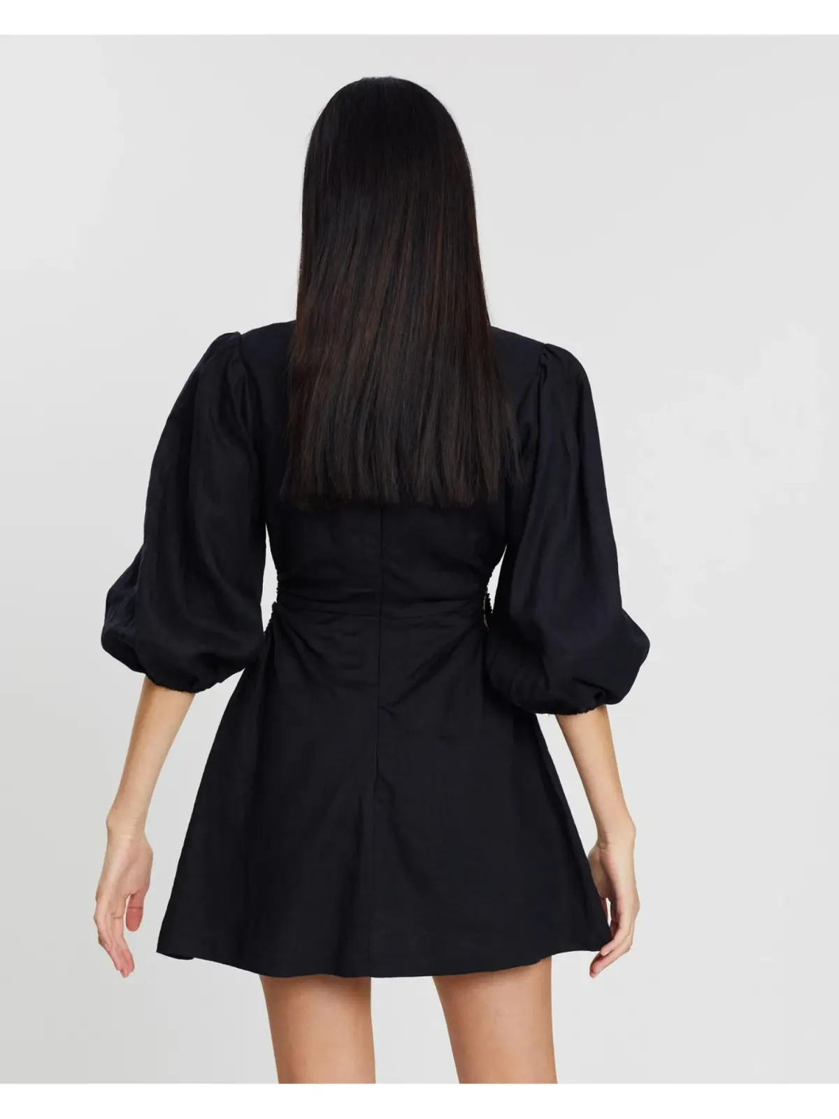 Bec & Bridge Lottie Puff Sleeve Mini Dress Black Size AU 6 - Image 3