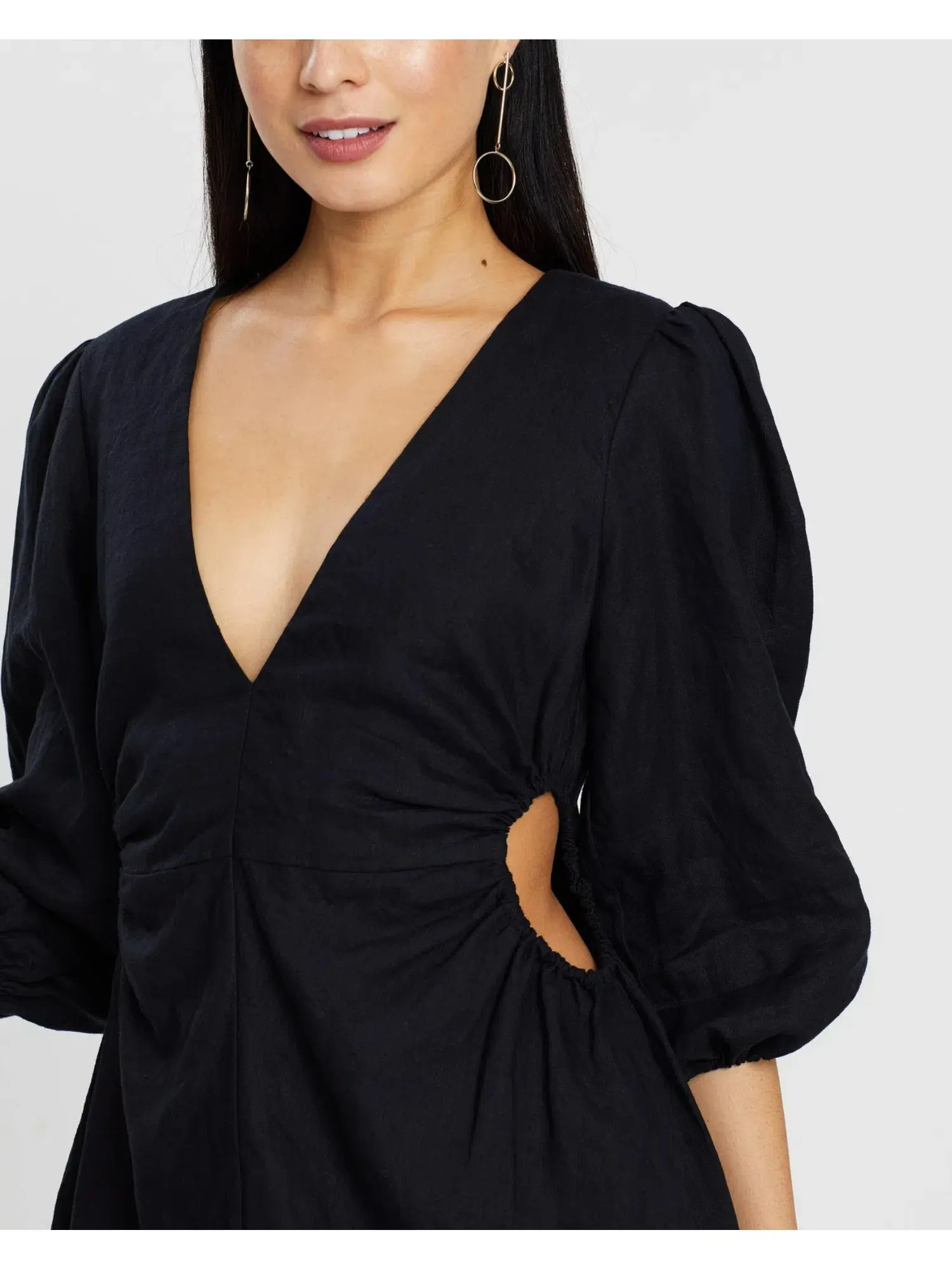 Bec & Bridge Lottie Puff Sleeve Mini Dress Black Size AU 6 - Image 2