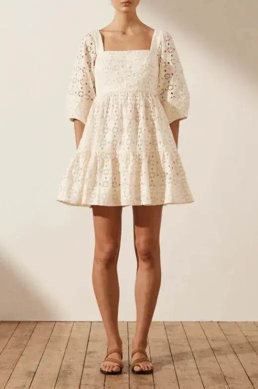 Shona Joy Fryda Square Neck Mini Dress Cream Size Small / AU 8 - Image 1