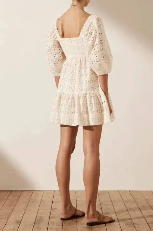 Shona Joy Fryda Square Neck Mini Dress Cream Size Small / AU 8 - Image 3